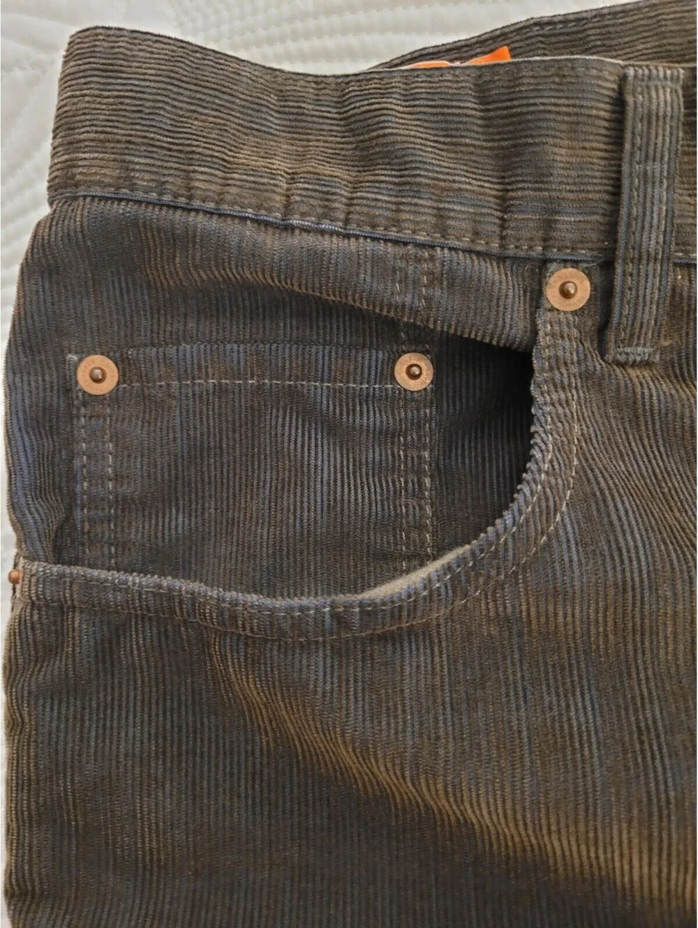 Faconnable Men's Garment Washed Finish Brown Corduroy Pants Sz 40 Tunisia Y2K